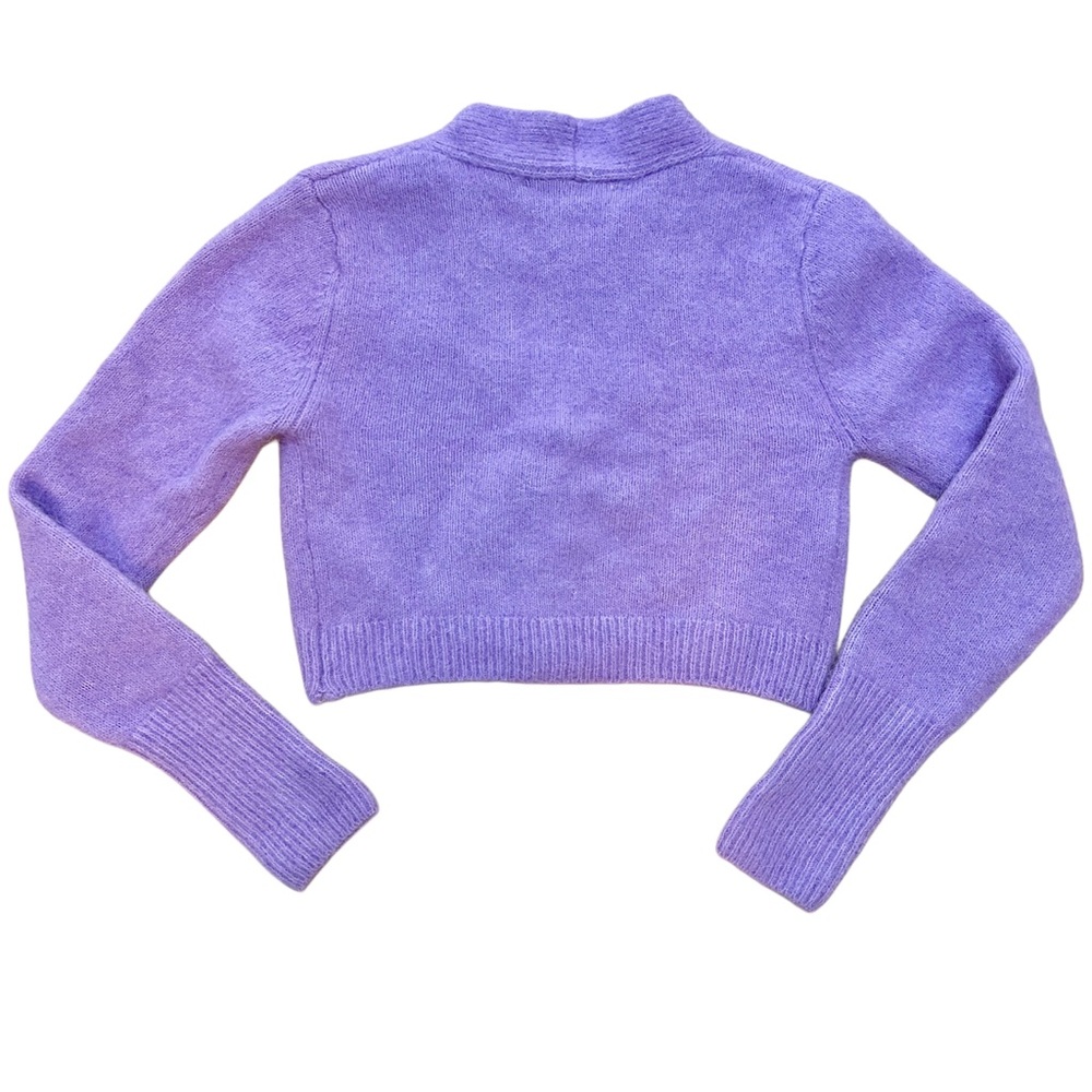 NWT Zara Lilac Purple Alpaca Cropped Long Sleeve Cardigan Sweater - Small - Picture 2 of 7